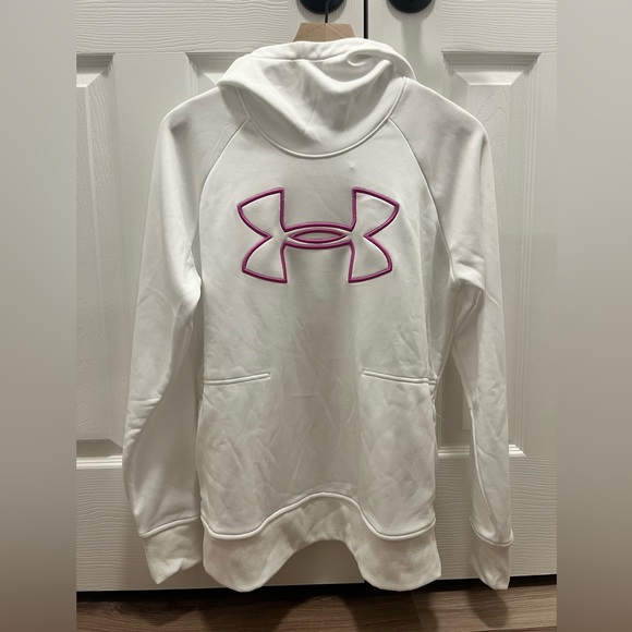 White and Pink Under Armour Coolgear Sweatshirt Size Large - Picture 1 of 4